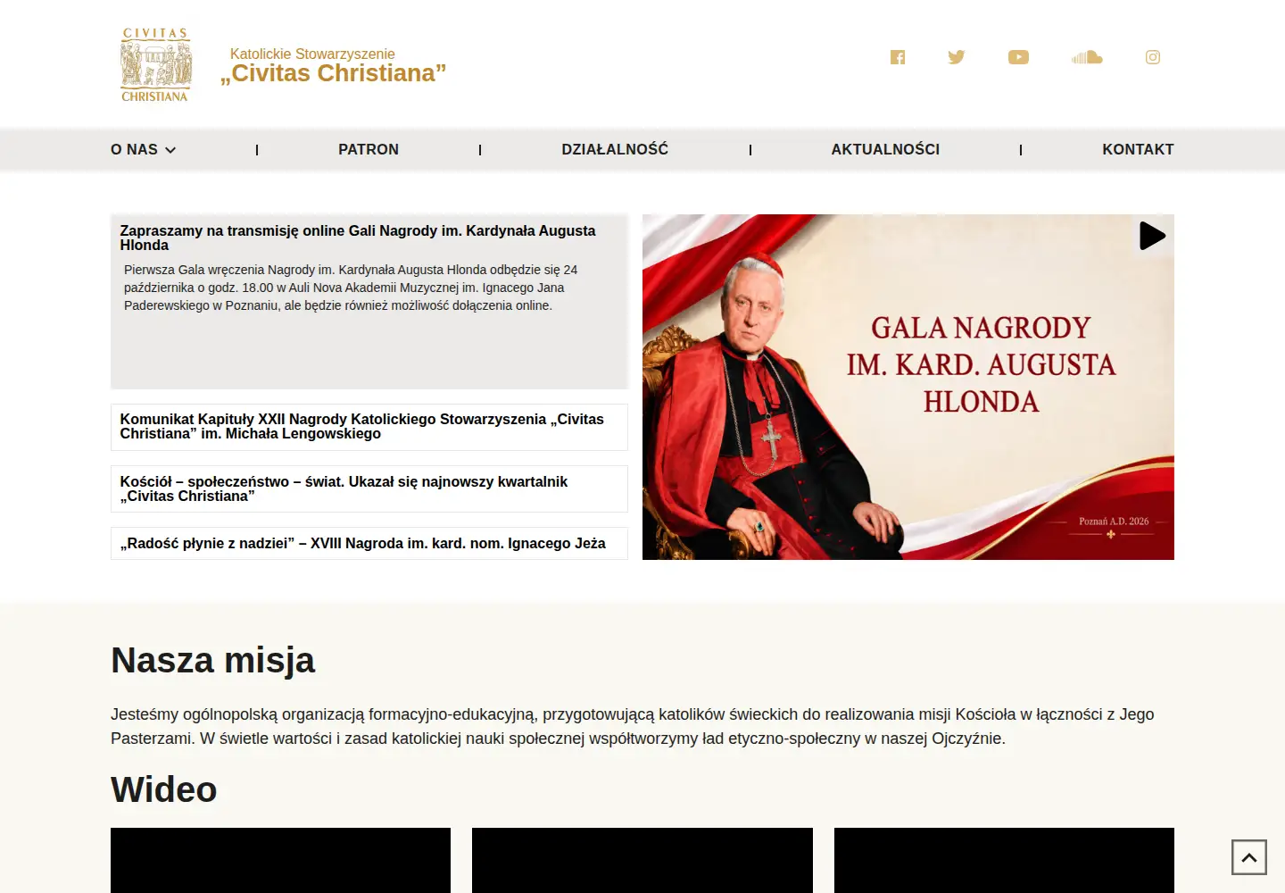 Captured homepage of civitaschristiana.pl in the current scan
