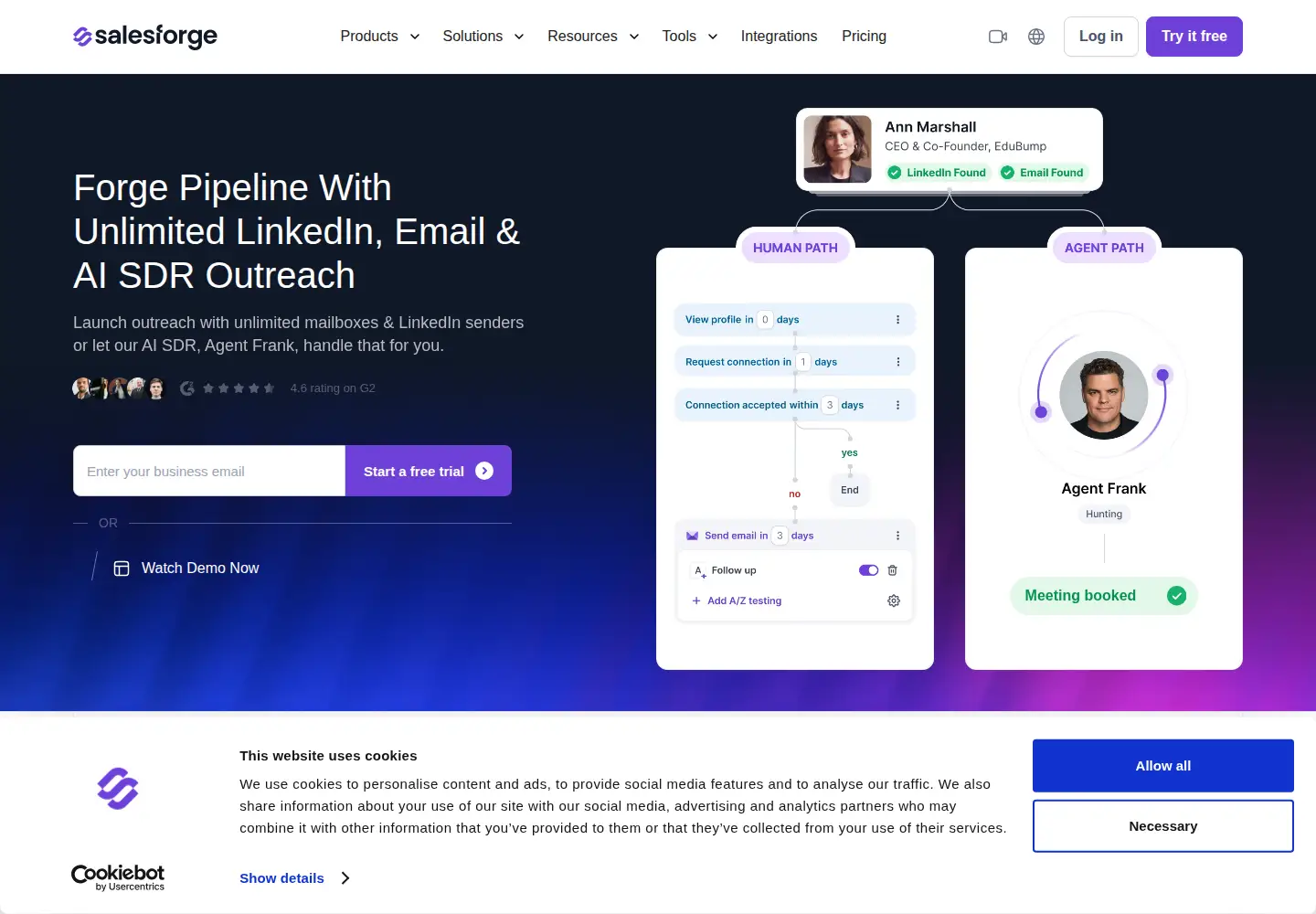 Captured homepage of salesforge.ai in the current scan