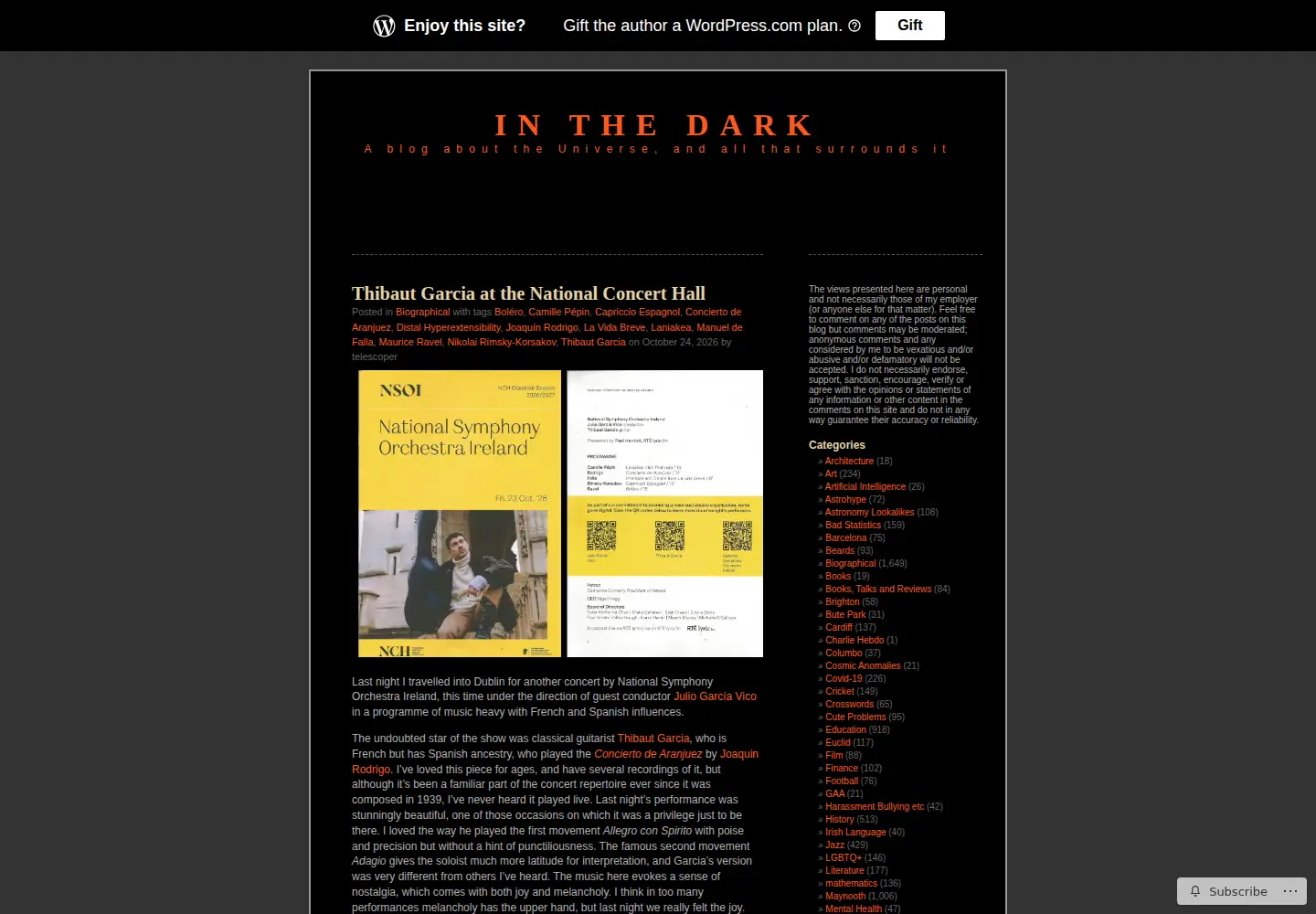 Screenshot of telescoper.blog