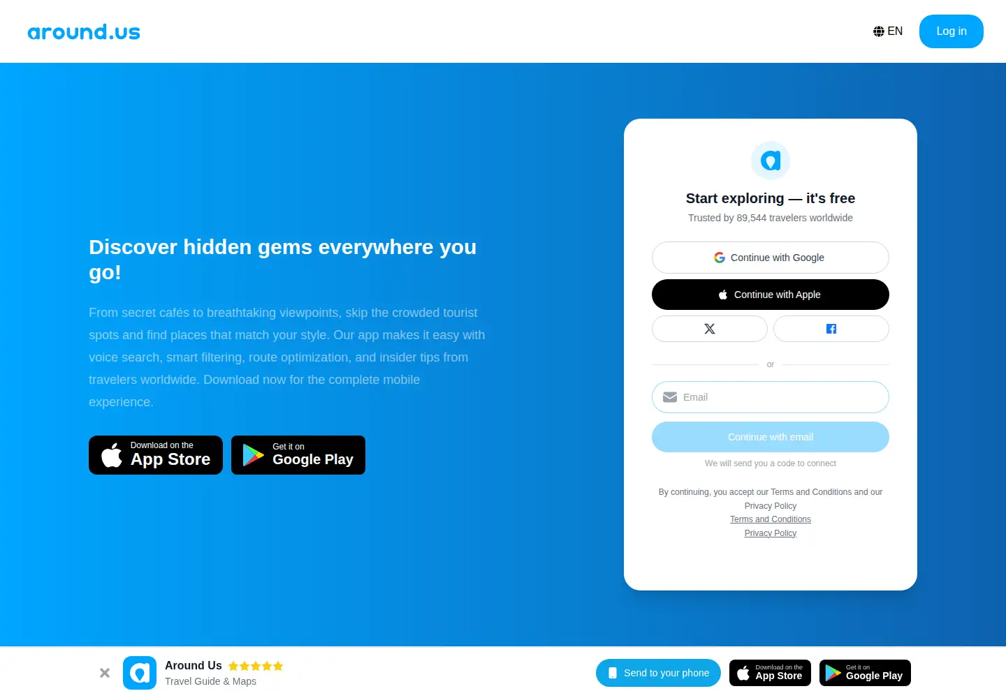 Captured homepage of aroundus.com in the current scan