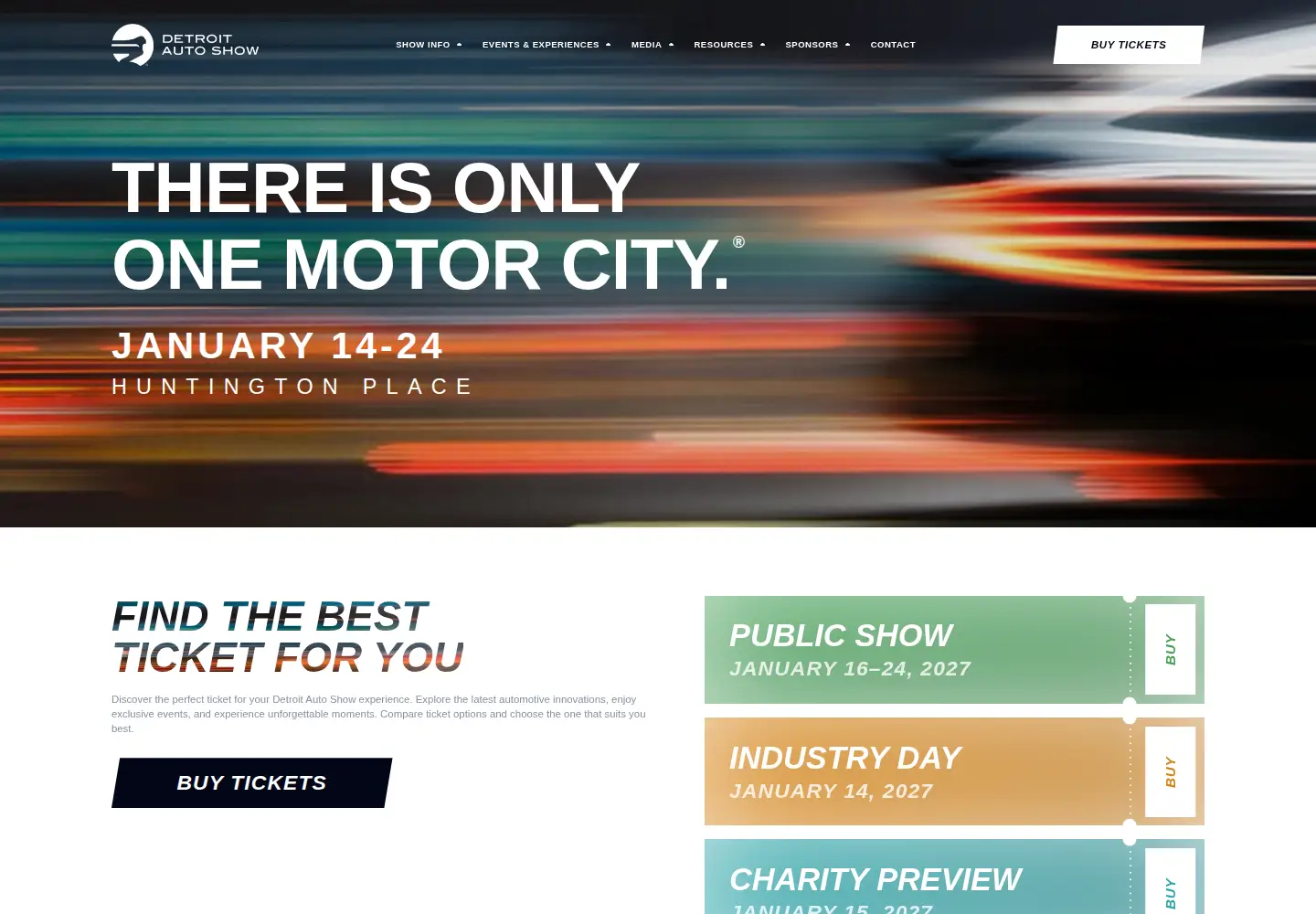 Captured homepage of detroitautoshow.com in the current scan