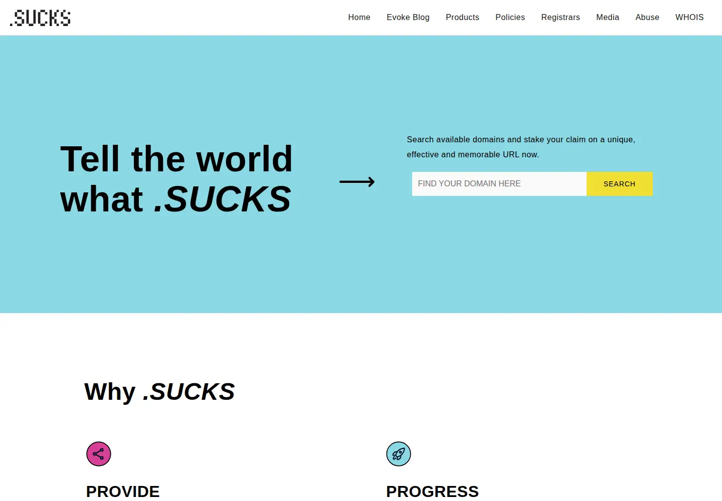 Captured homepage of get.sucks in the current scan