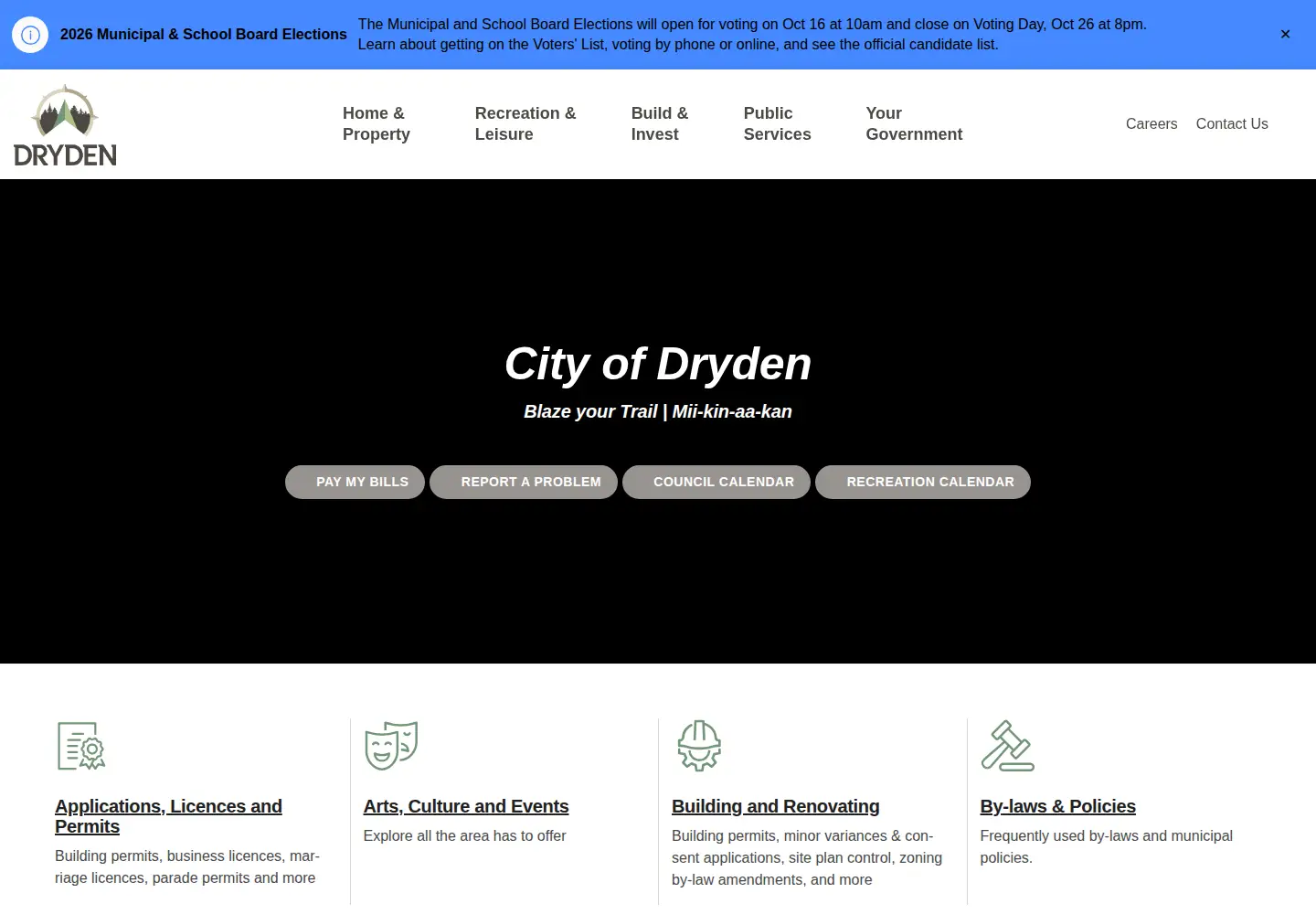 Screenshot of dryden.ca