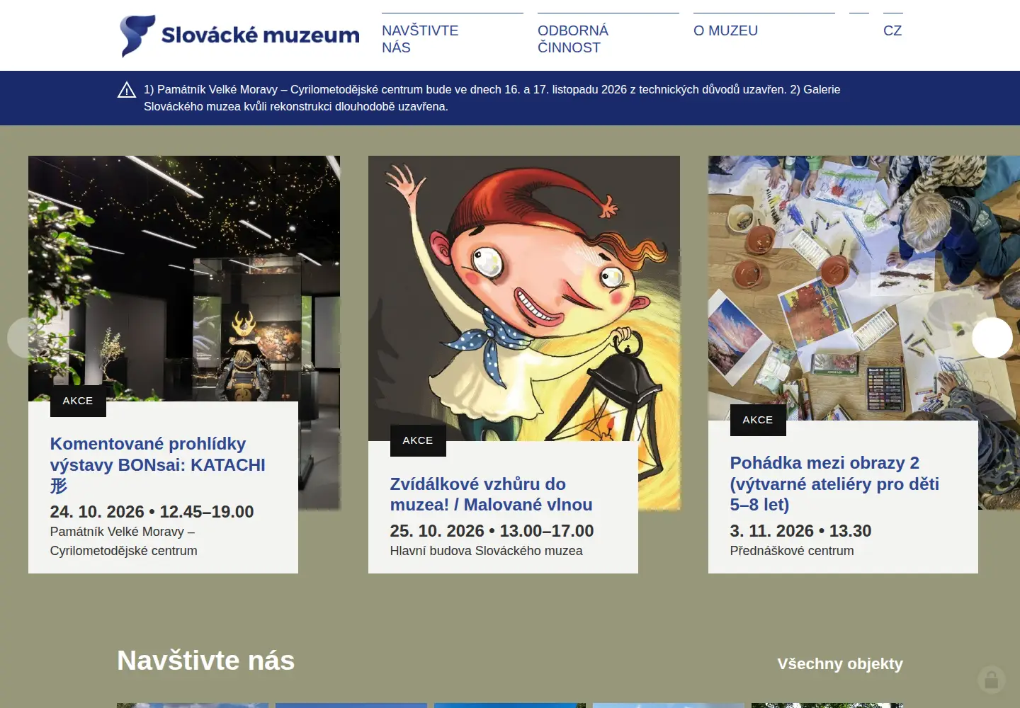 Captured homepage of slovackemuzeum.cz in the current scan