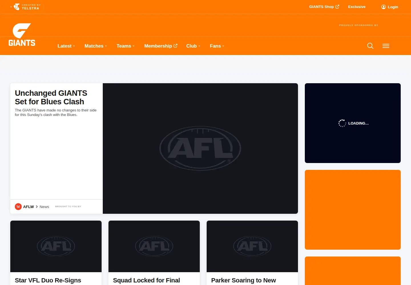 Screenshot of gwsgiants.com.au