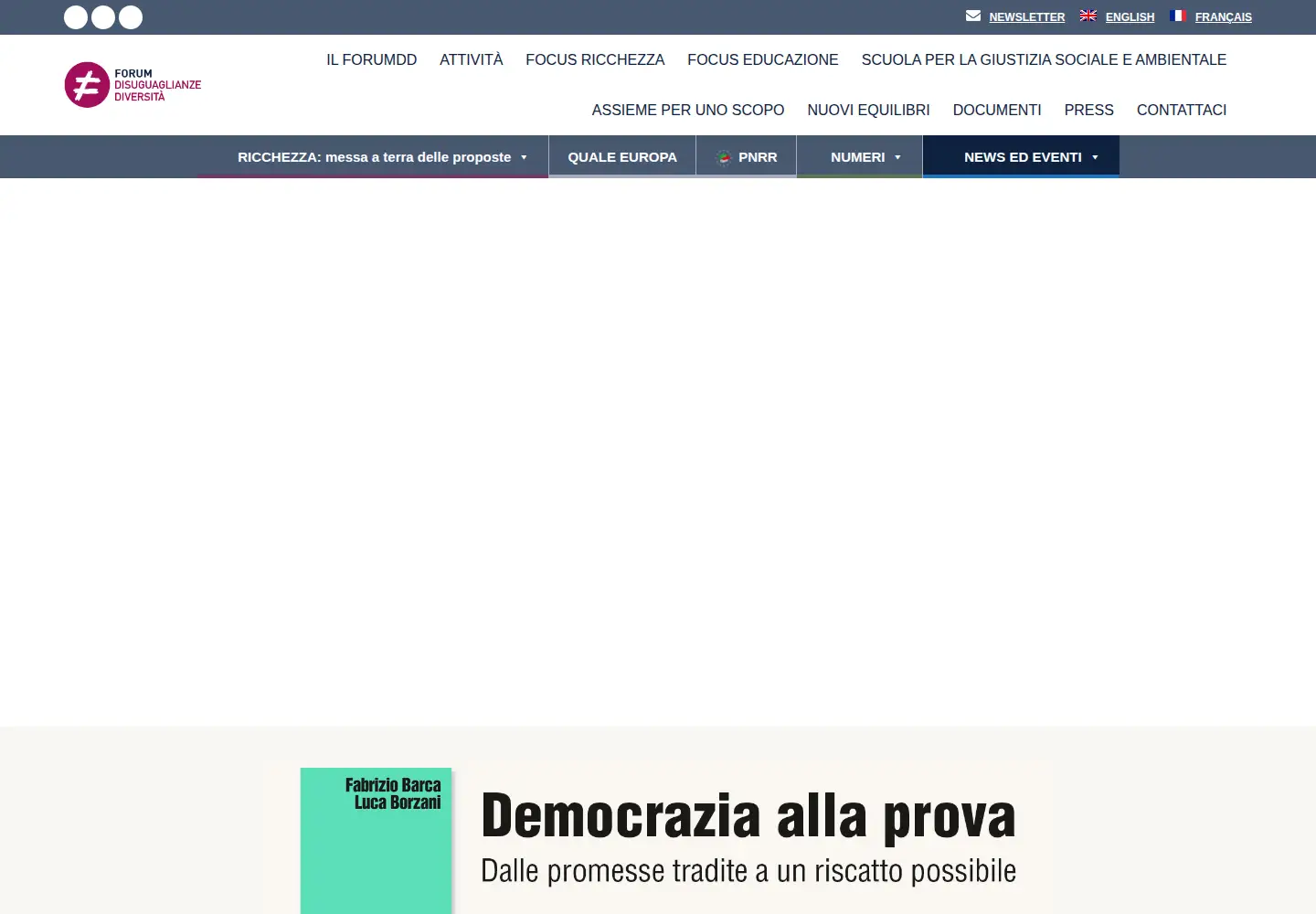 Captured homepage of forumdisuguaglianzediversita.org in the current scan