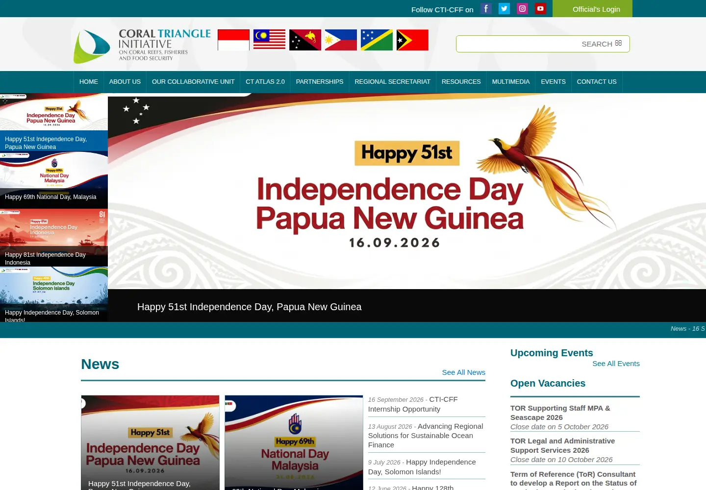 Screenshot of coraltriangleinitiative.org
