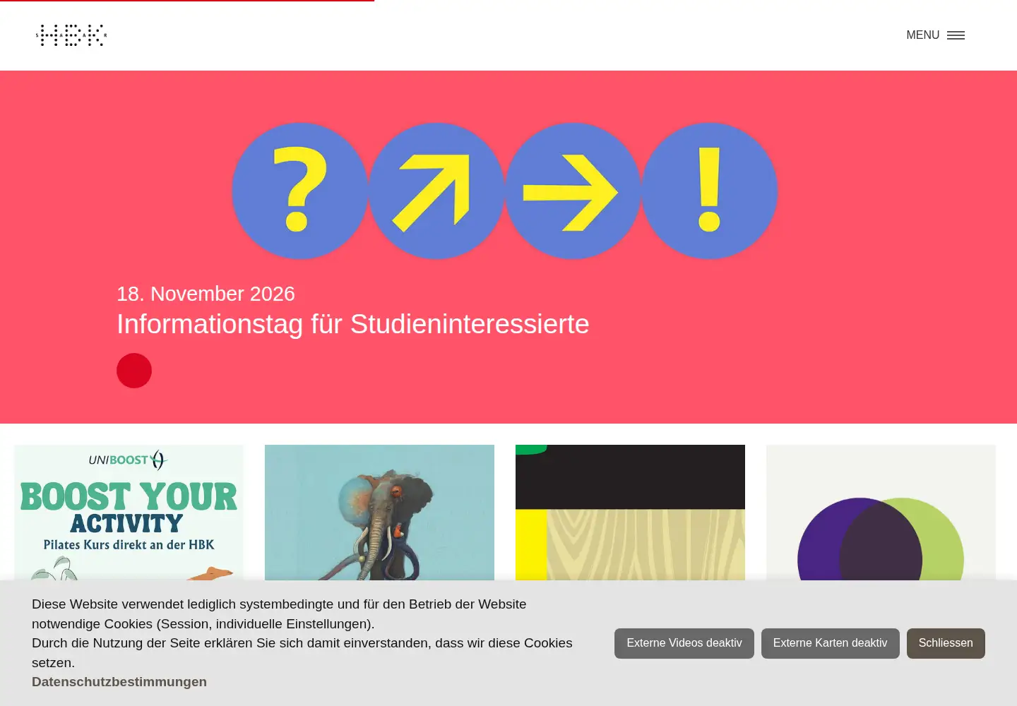 Captured homepage of hbksaar.de in the current scan