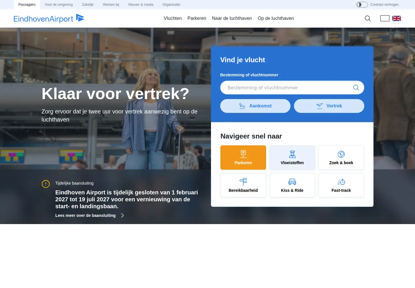 Captured homepage of eindhovenairport.com in the current scan