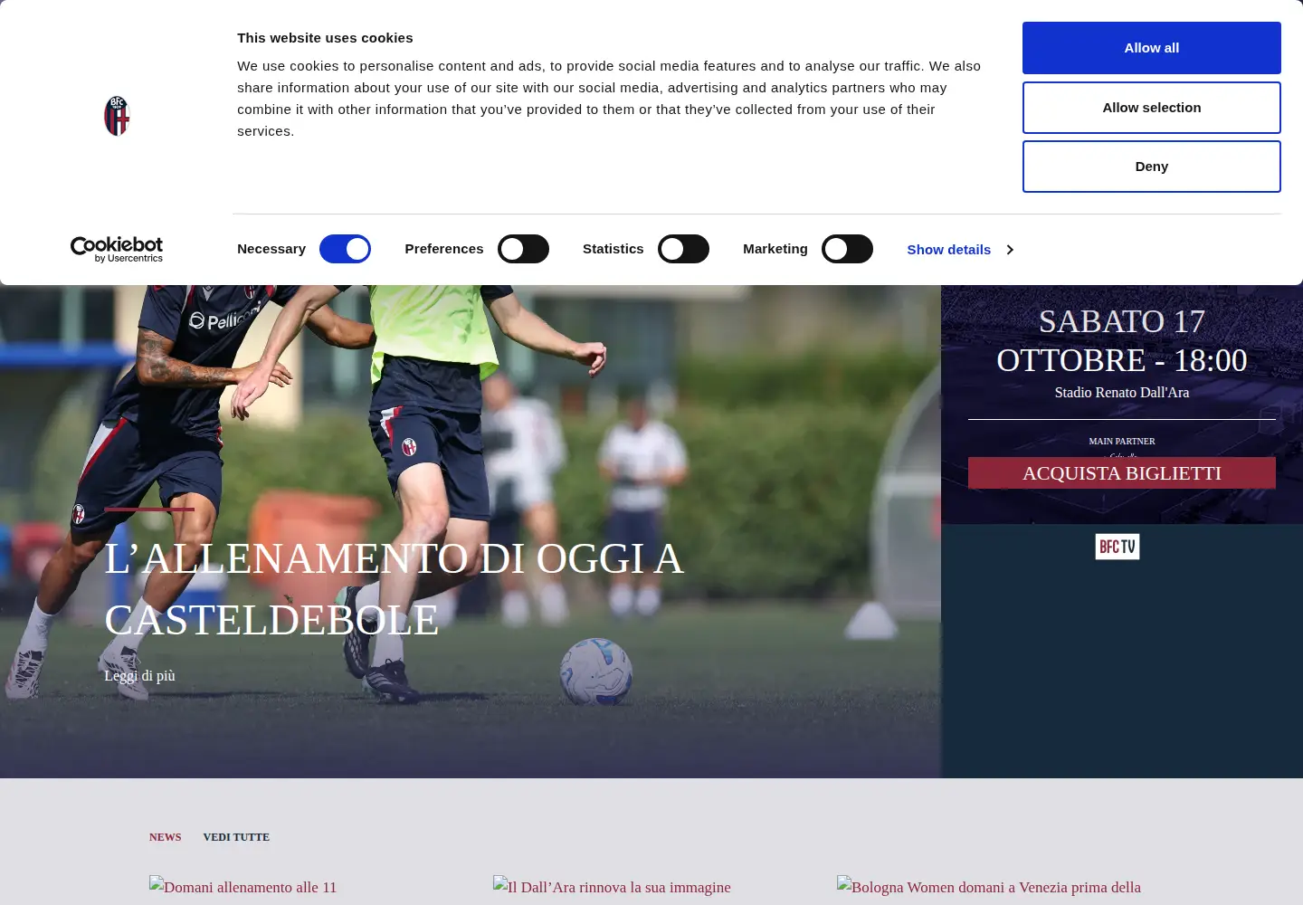 Screenshot of bolognafc.it