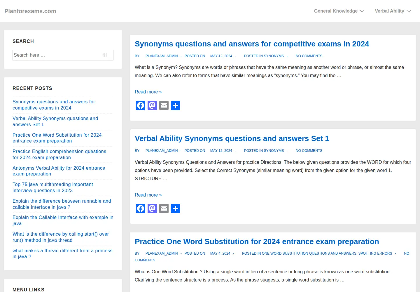 Screenshot of planforexams.com