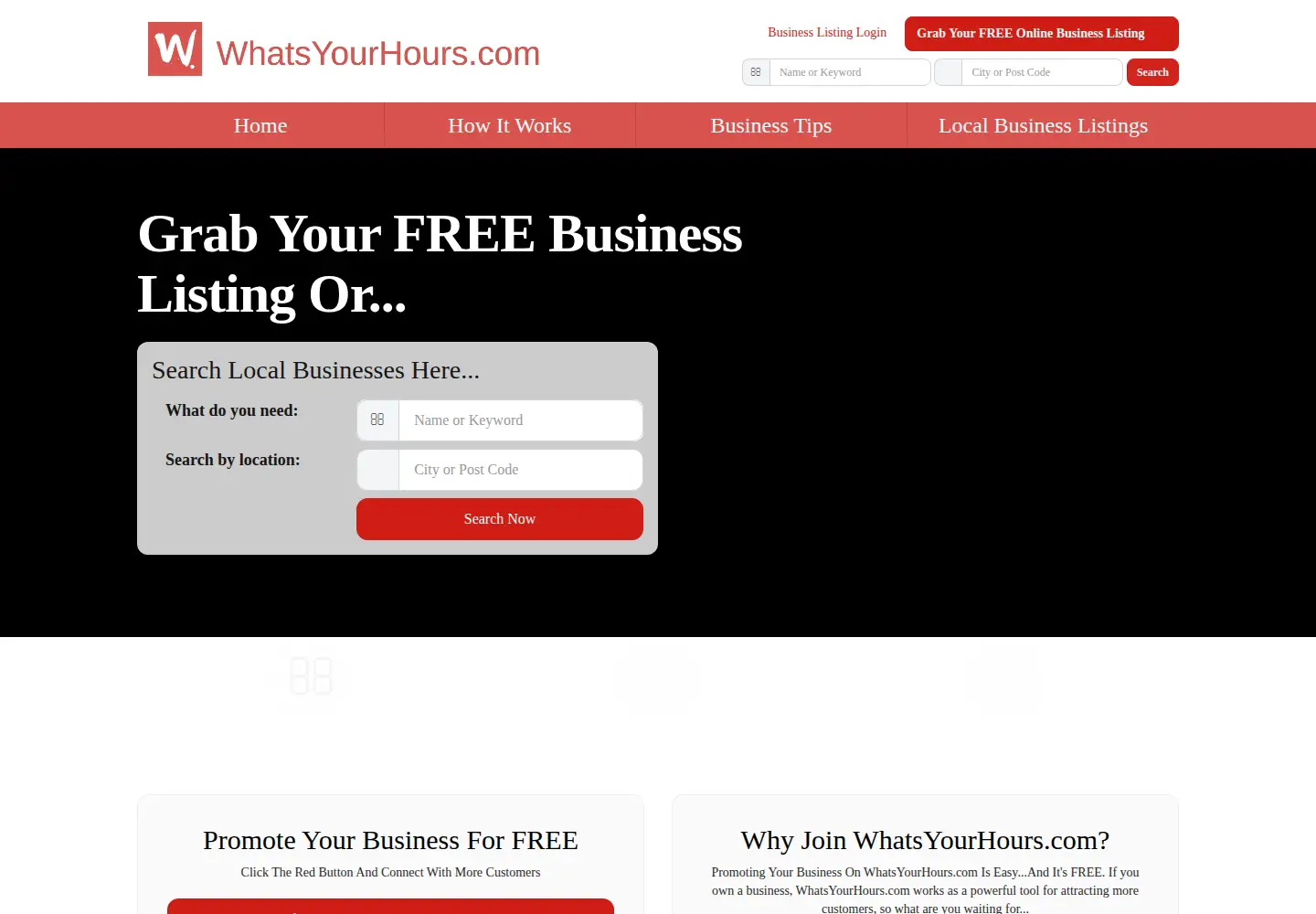 Screenshot of whatsyourhours.com