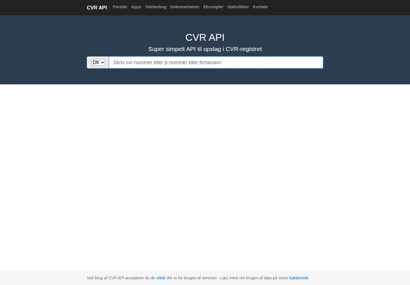 Screenshot of cvrapi.dk