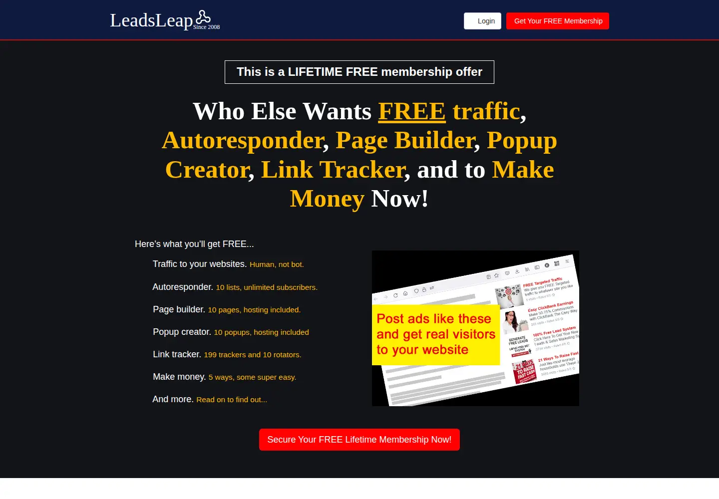 Screenshot of leadsleap.com