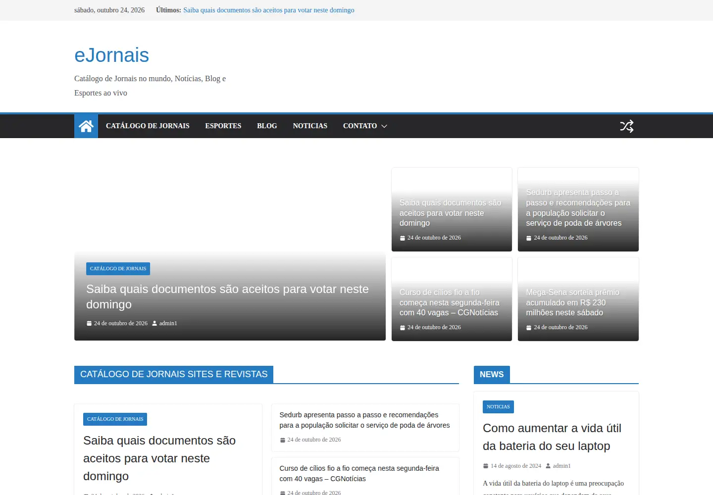Captured homepage of ejornais.com.br in the current scan