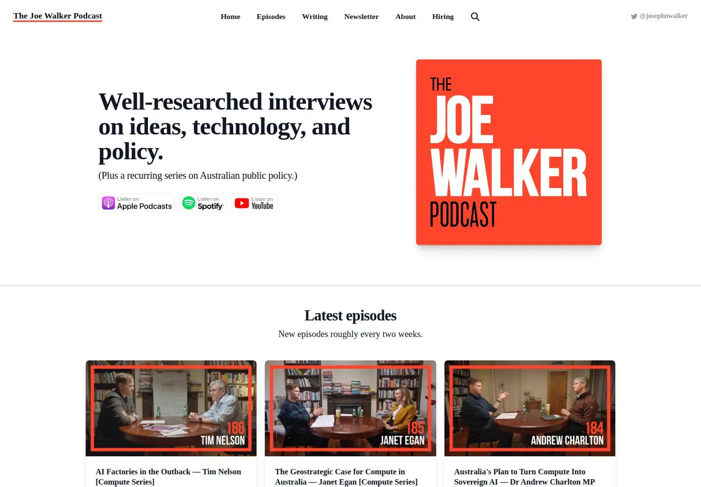 Captured homepage of josephnoelwalker.com in the current scan