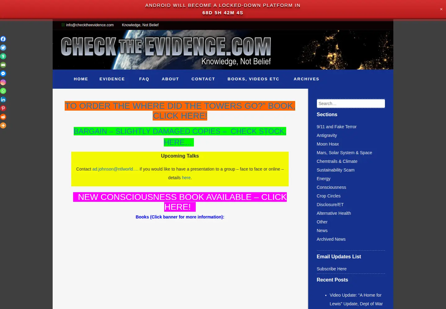 Screenshot of checktheevidence.com