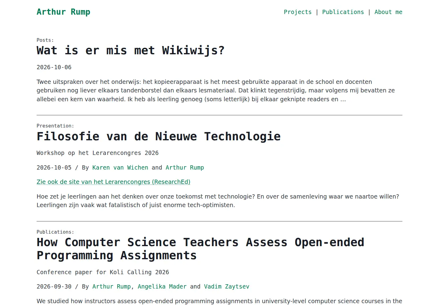 Screenshot of arthurrump.com