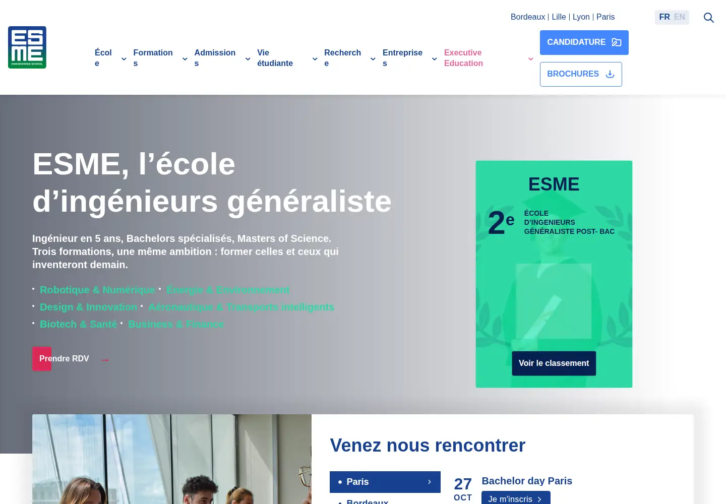 Screenshot of esme.fr