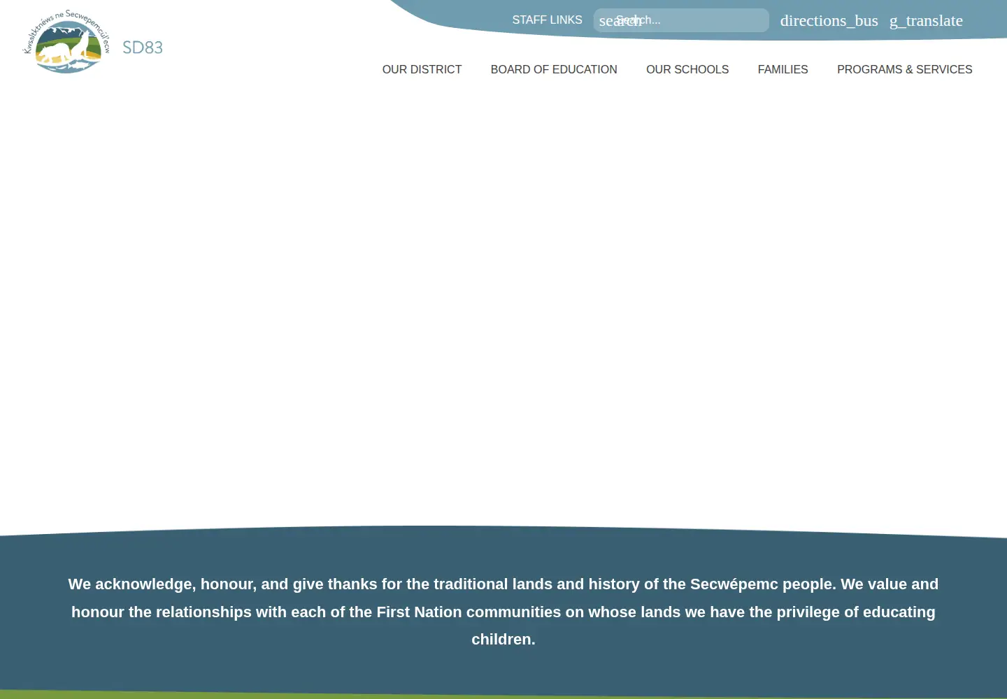 Captured homepage of sd83.bc.ca in the current scan
