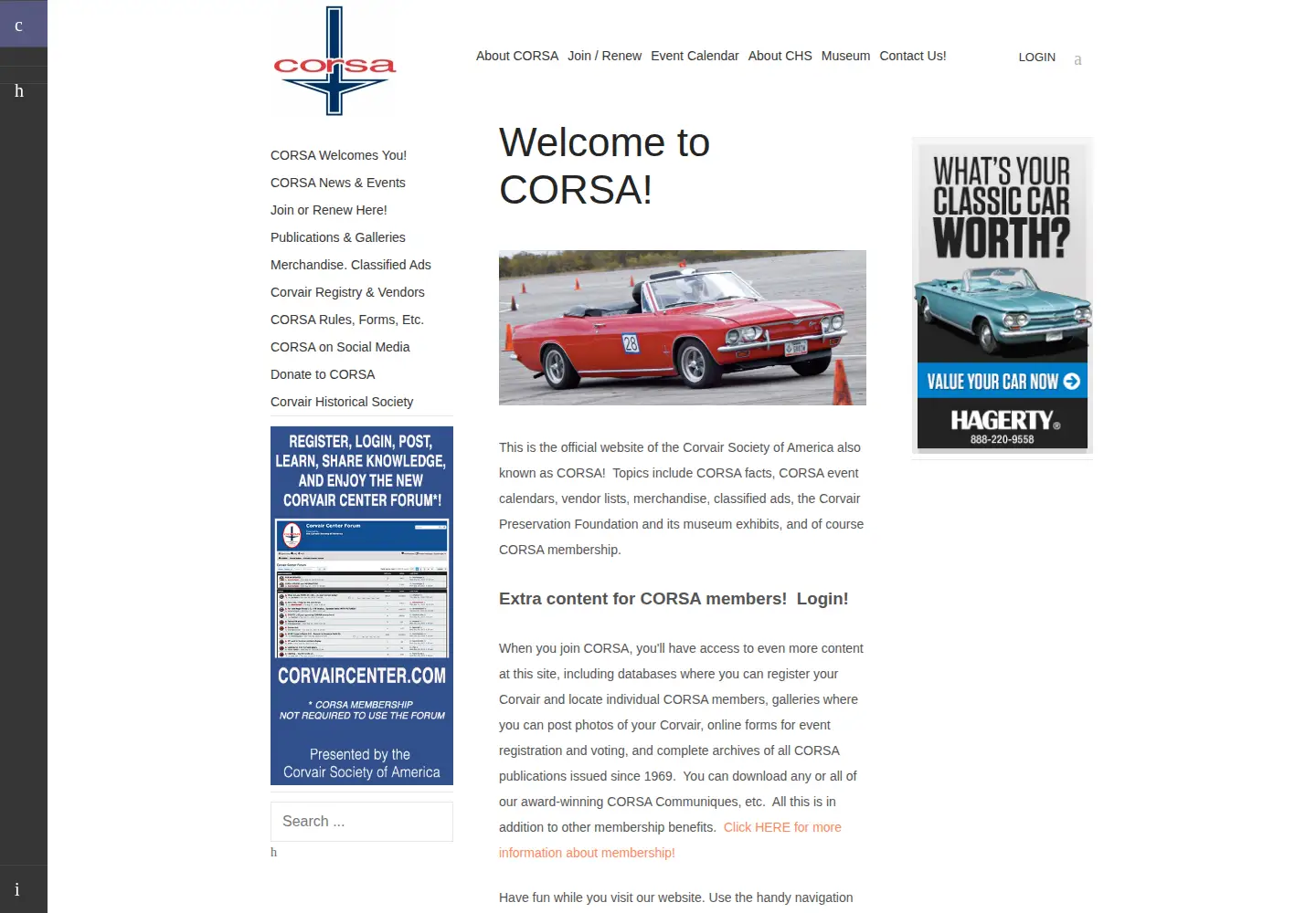 Screenshot of corvair.org