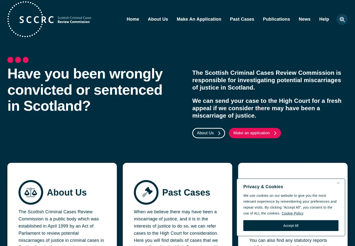 Screenshot of sccrc.org.uk