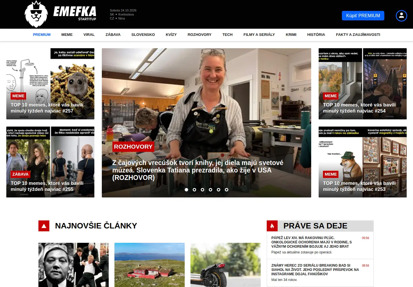 Screenshot of emefka.sk