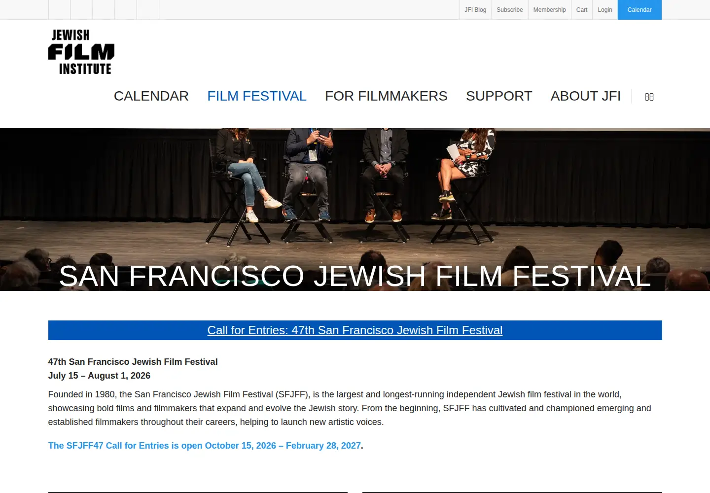 Screenshot of sfjff.org