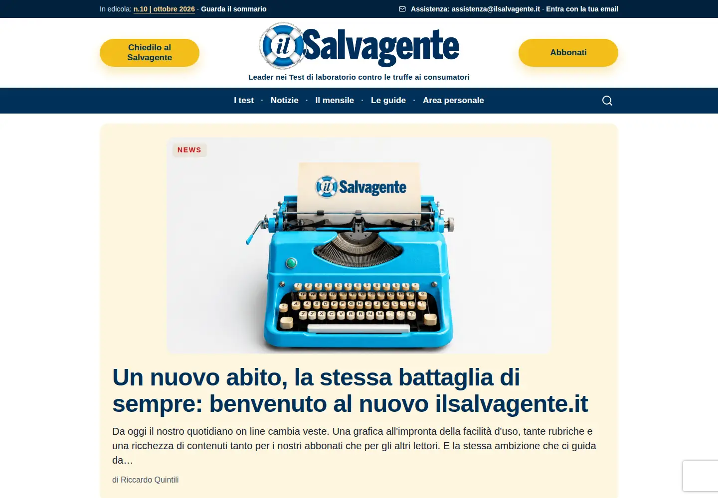 Captured homepage of ilsalvagente.it in the current scan