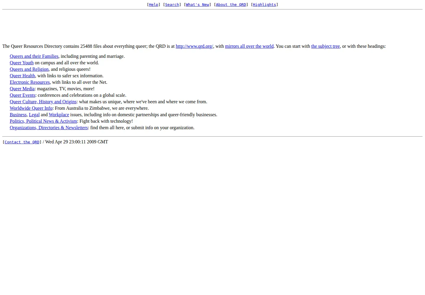 Captured homepage of qrd.org in the current scan