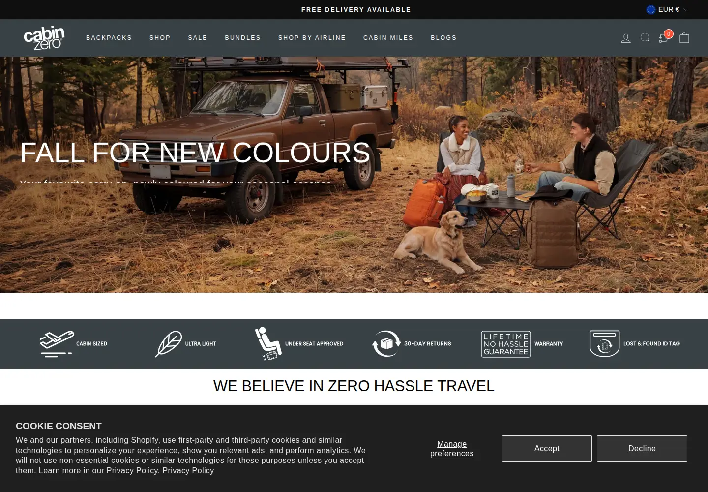 Screenshot of cabinzero.com