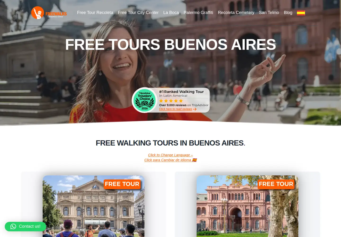 Screenshot of buenosairesfreewalks.com