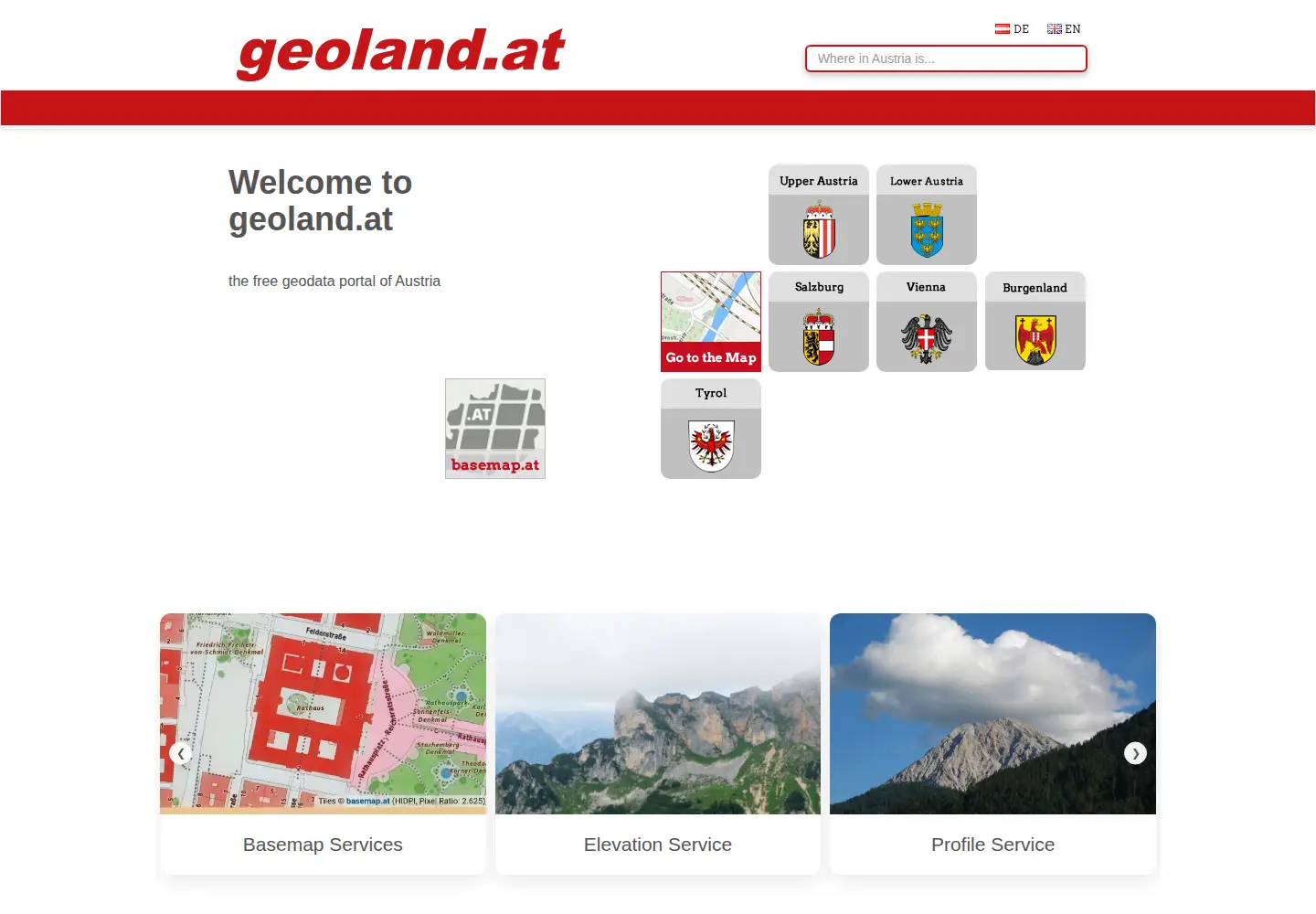 Captured homepage of geoland.at in the current scan