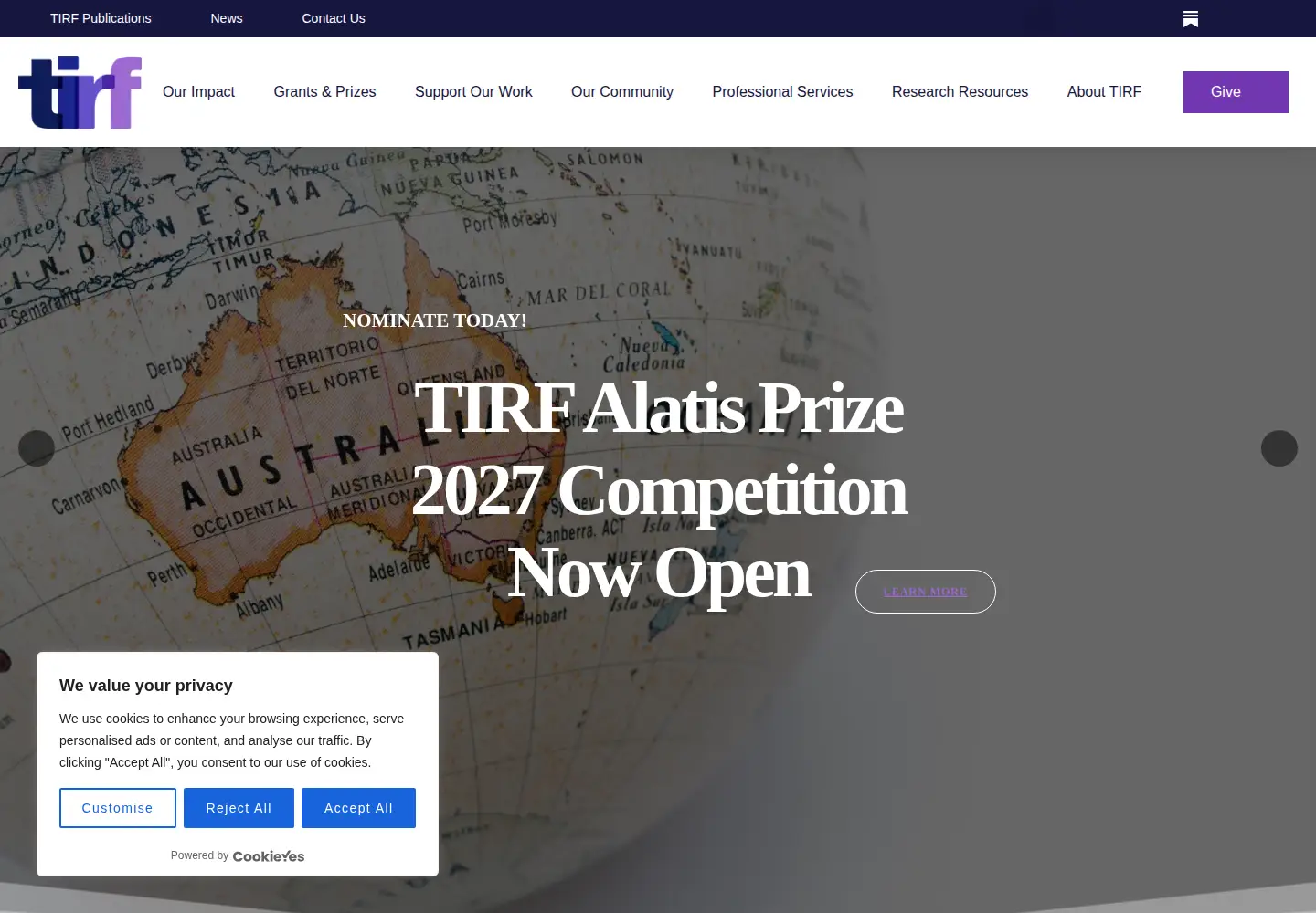 Screenshot of tirfonline.org