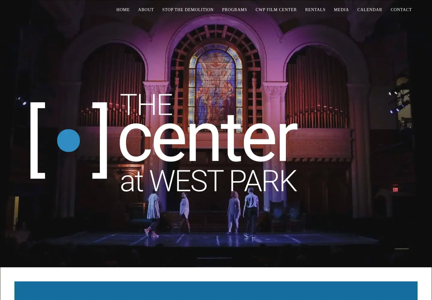 Captured homepage of centeratwestpark.org in the current scan