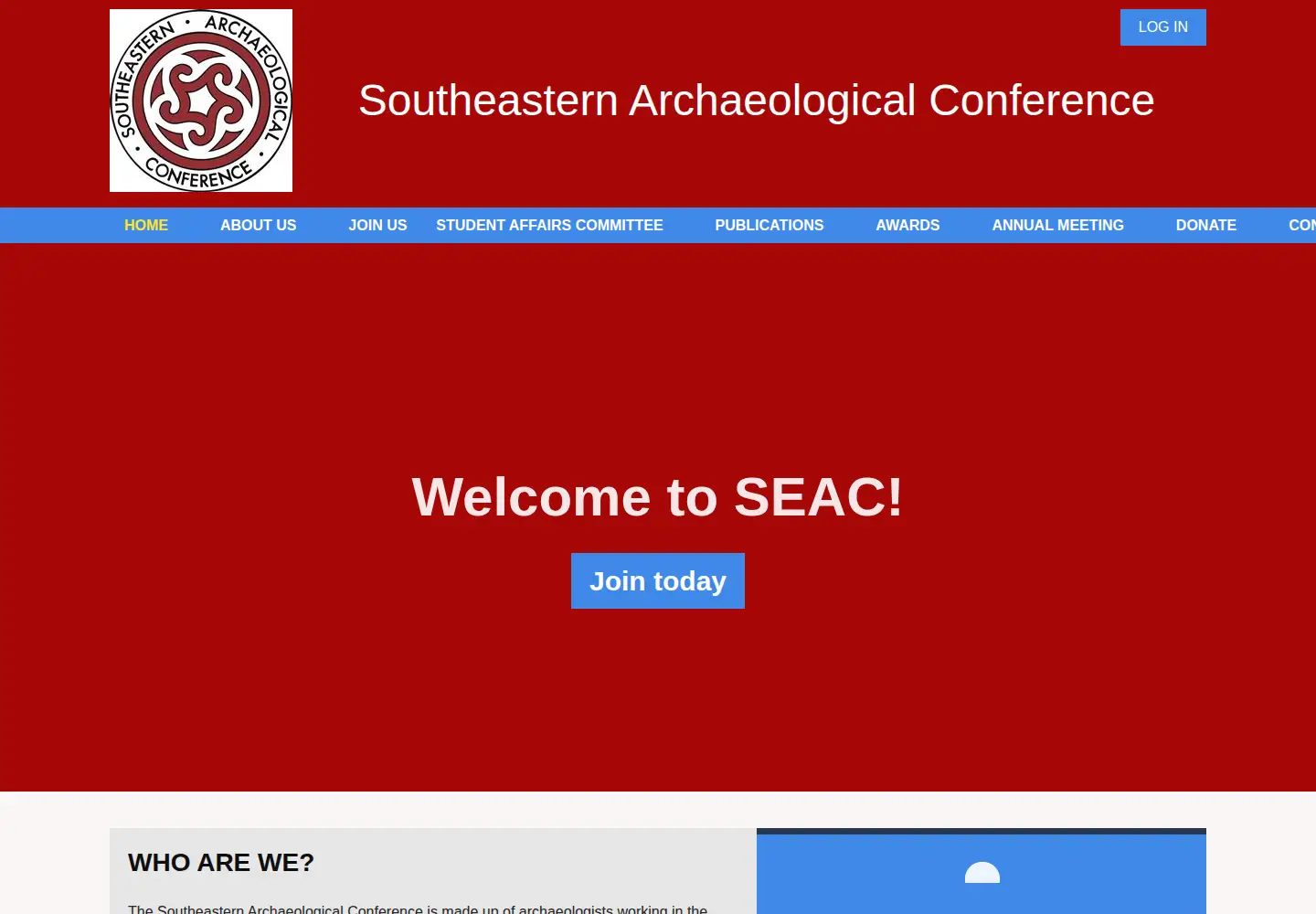 Screenshot of southeasternarchaeology.org