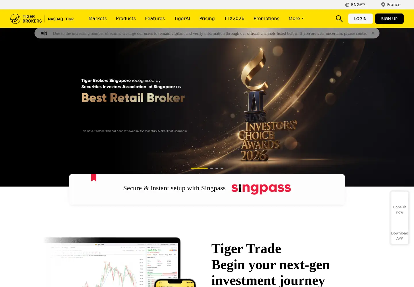 Captured homepage of itiger.com in the current scan
