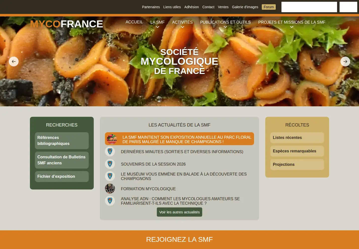 Captured homepage of mycofrance.fr in the current scan
