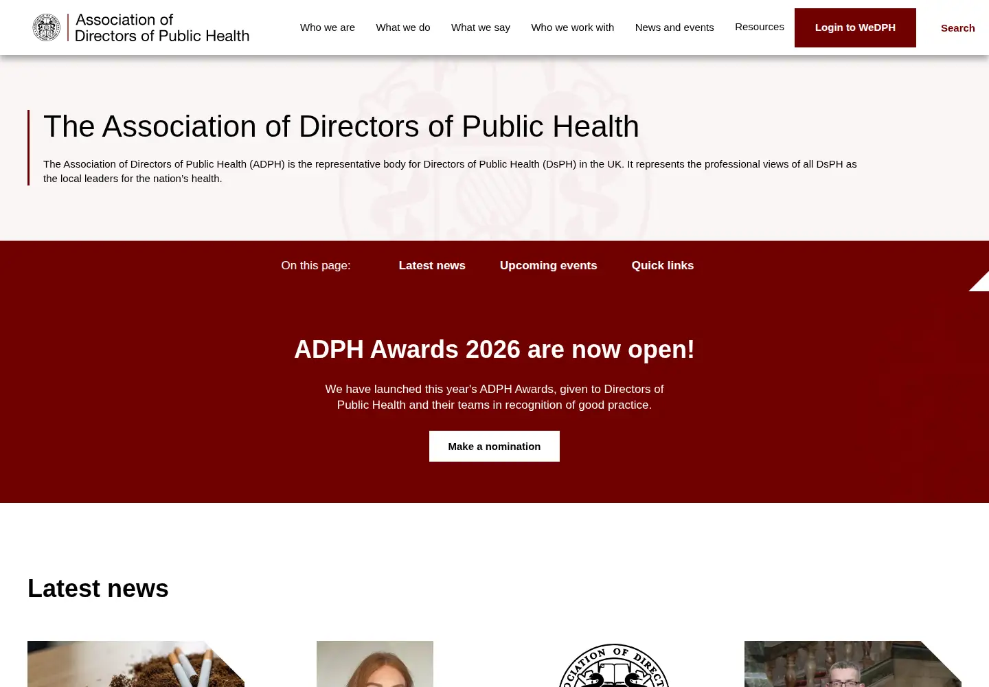 Screenshot of adph.org.uk