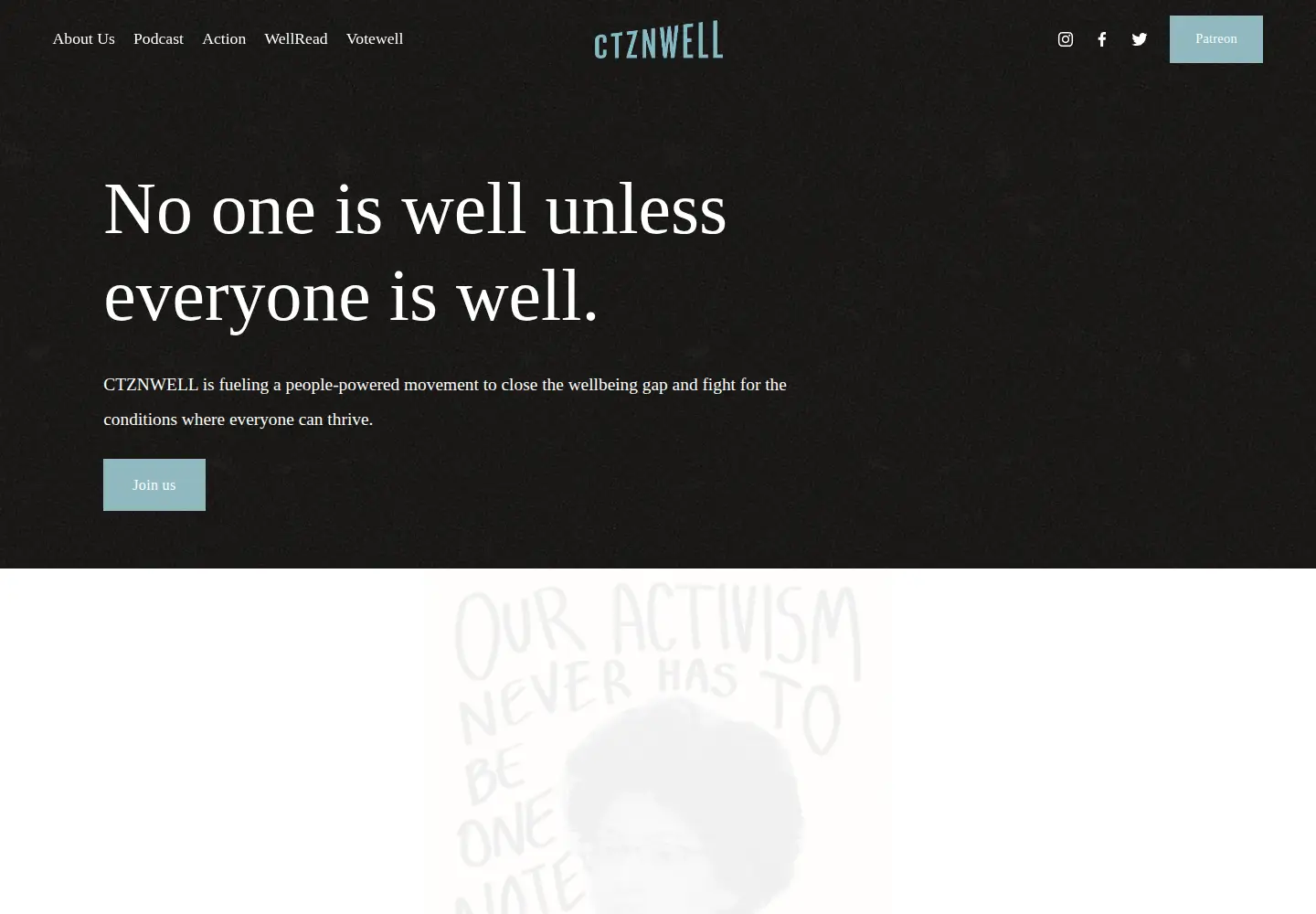 Captured homepage of ctznwell.org in the current scan