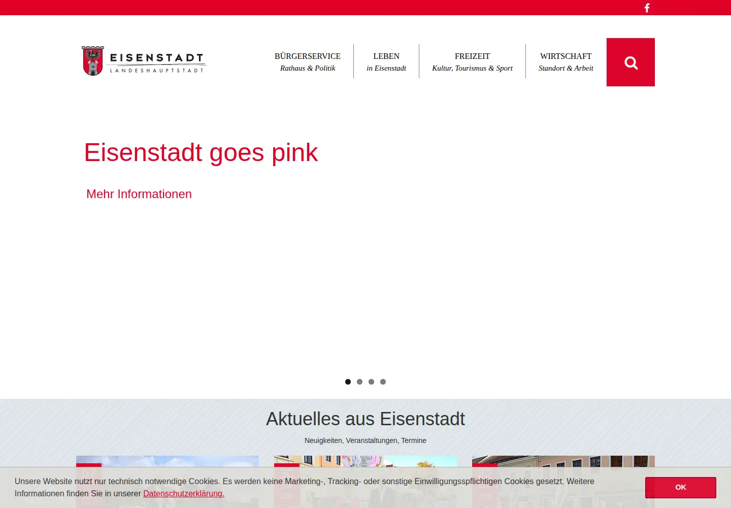 Captured homepage of eisenstadt.gv.at in the current scan