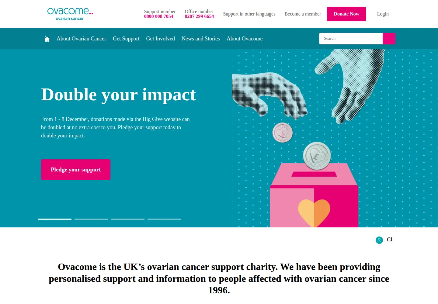 Screenshot of ovacome.org.uk