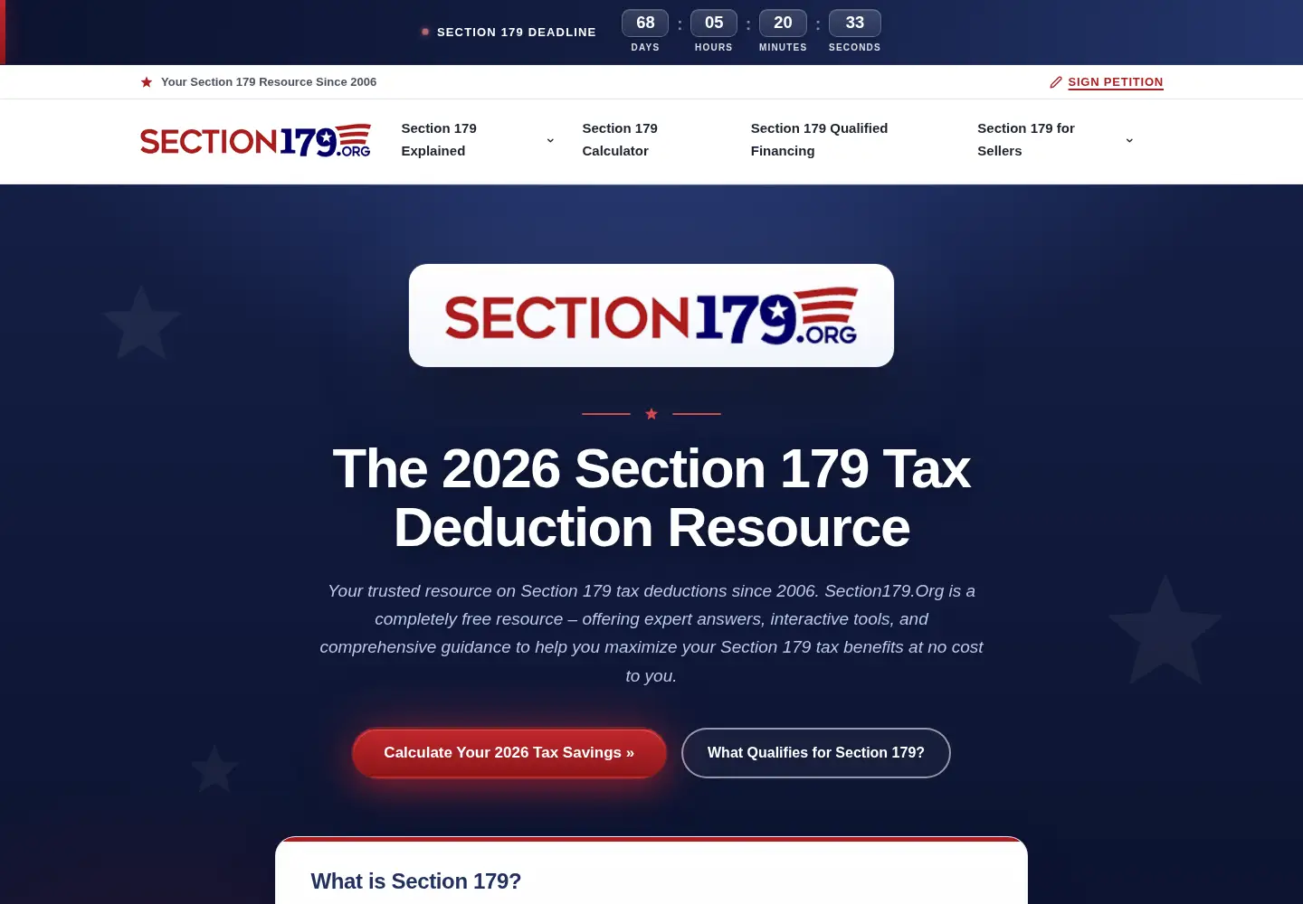 Screenshot of section179.org