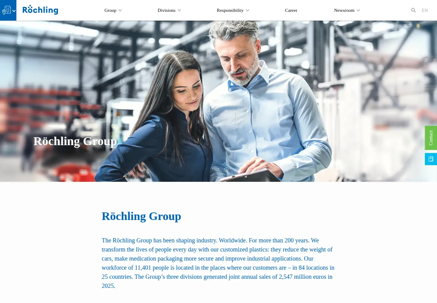 Captured homepage of roechling.com in the current scan