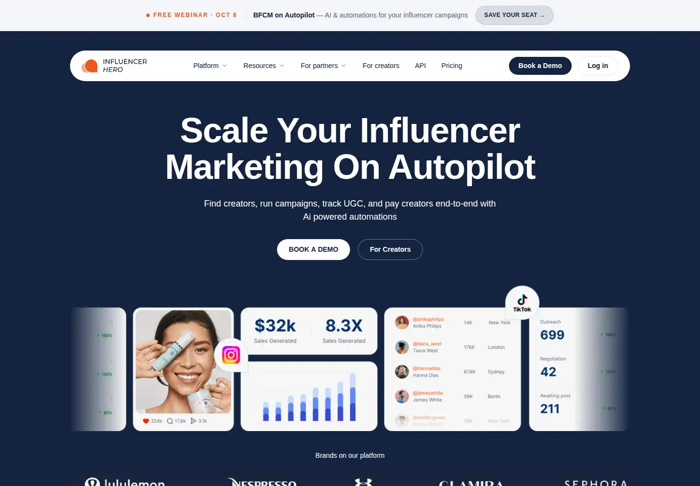 Screenshot of influencer-hero.com