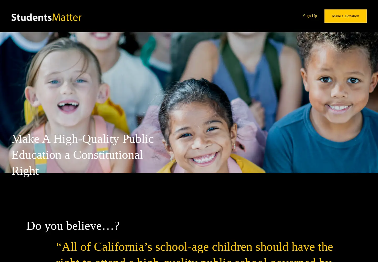 Captured homepage of studentsmatter.org in the current scan