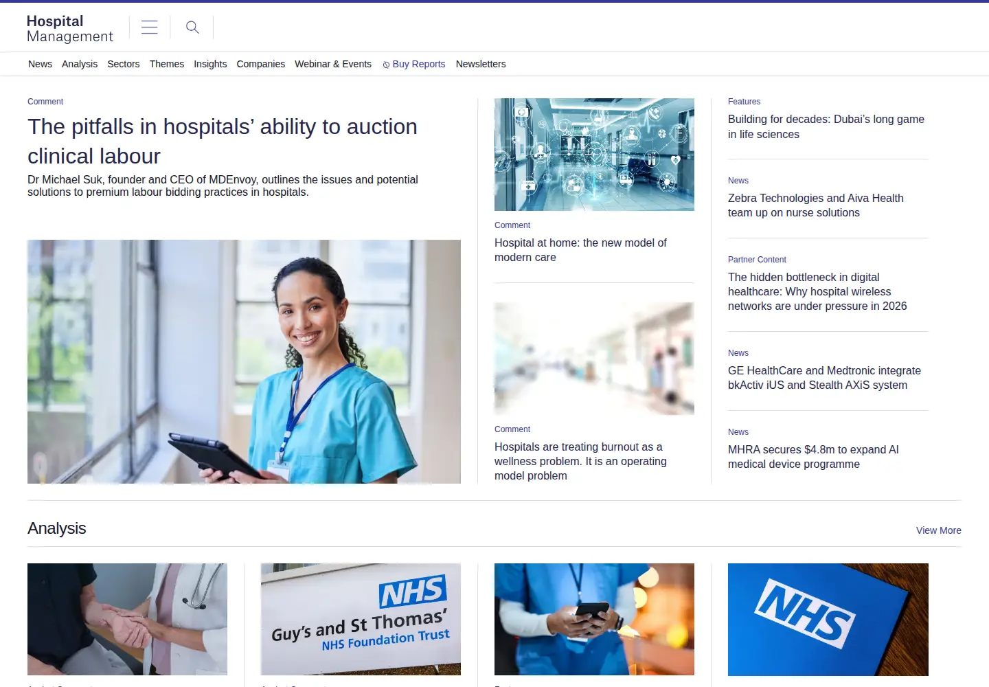 Captured homepage of hospitalmanagement.net in the current scan