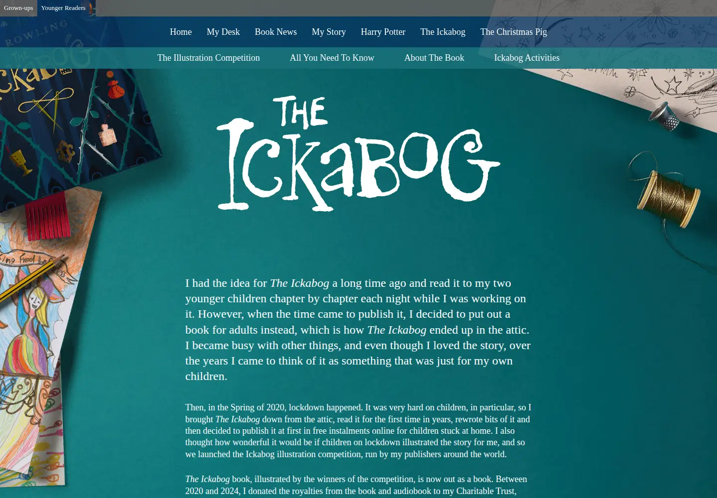 Captured homepage of theickabog.com in the current scan