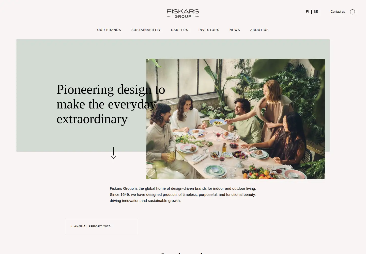 Captured homepage of fiskarsgroup.com in the current scan