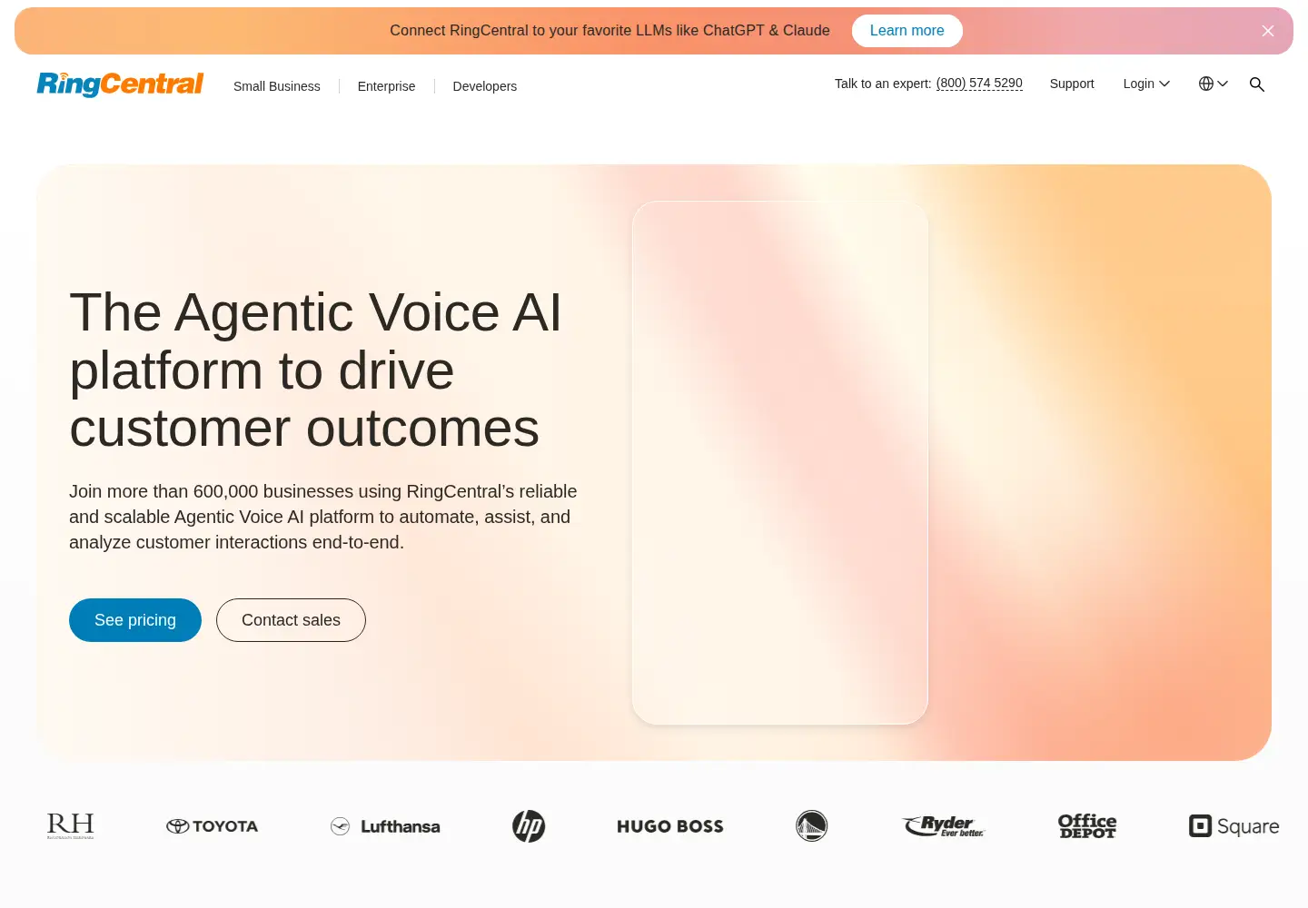 Screenshot of ringcentral.com